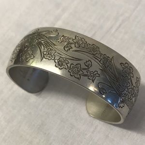 Kirk Stieff Pewter Narcissus Cuff Bracelet Dec.